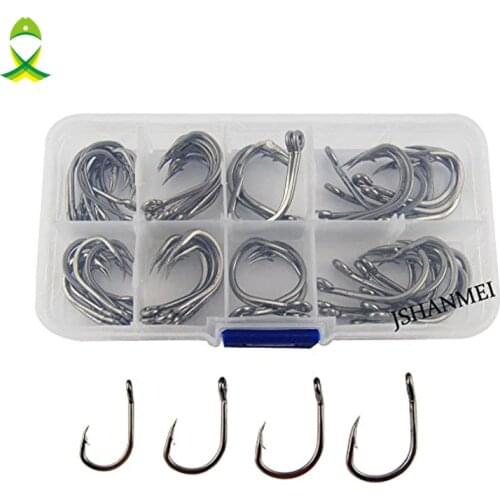 JSM 70pcs/box Live Bait Circle Fishing Hooks Strong Stainless Steel Hooks with fishing tackle box Set