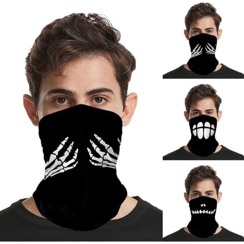 Cycling Full Face Mask Balaclava Halloween Print Bandana Bicycle Outdoor Sports Skate Scarf Neck Warmer Tube Men Women Headband
