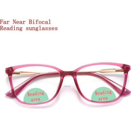 Fashion Bifocal Reading Glasses Women Far Near Multifocal Photochromic Presbyopic Sunglasses Men Women Diopters +1.0 to +4.0 NX