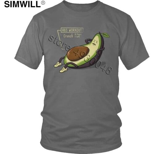 Mens Funny Avocado Abs Workout T Shirt Fashion Vegan Tees Short Sleeves Cotton Summer T-Shirt Veganism Gift Idea Tops Apparel