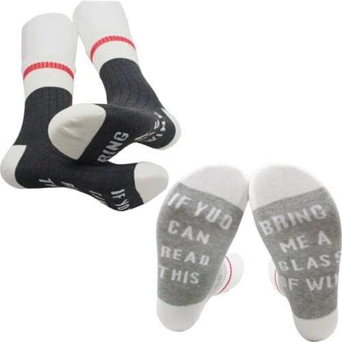 3 Pairs Men Sock Novelty Unisex Letter Printed If You Can Read This Bring Me A Glass Wine Soft Sock Men Funny Comfortable Sock