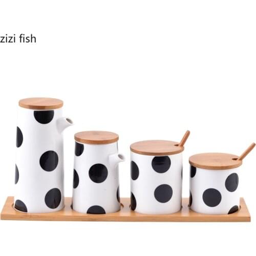 Ceramic Seasoning Jar Combination Knife / Fork, Spoon Storage Tube Cruet Bottle Household Kitchen Supplies Jar Ceramic Jar