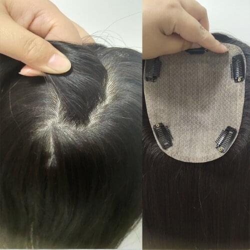 13*15cm 14inch Human Hair Topper Silk Base Hair Toppers For Women 130% Density Remy Toupee Wig With Clip In Hair Pieces