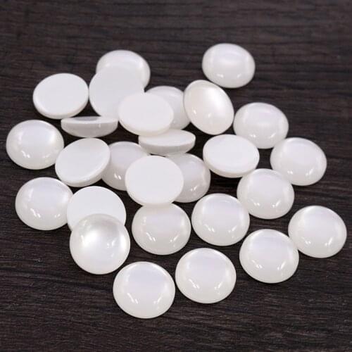 New Fashion 40pcs 12mm White Color Flat Back Resin Cabochons Cameo G5-14