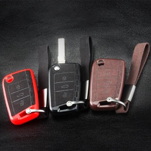 2019 New Plastic+Leather Car Key Case Cover For Volkswagen VW Golf 7 MK7 Tiguan mk2 for Skoda Octavia A7 Kodiaq 2017 2018 2019