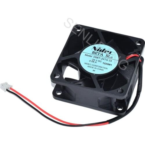 New For Nidec D06T-24TG DC24V 0.08A 60x60x25MM 6CM 6025 Two Lines Cooling Fan