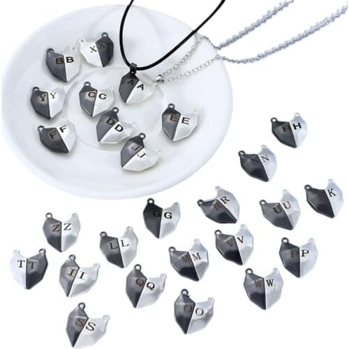 X7YC Magnetic Couple Necklace Lovers Heart Pendant Heartbroken Long Distance Necklace