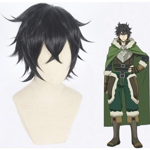 Anime The Rising of the Shield Hero Tate no Yuusha Naofumi Iwatani Cosplay Wig Short Black Hair Iwatani Naofumi Cosplay Wig Cap