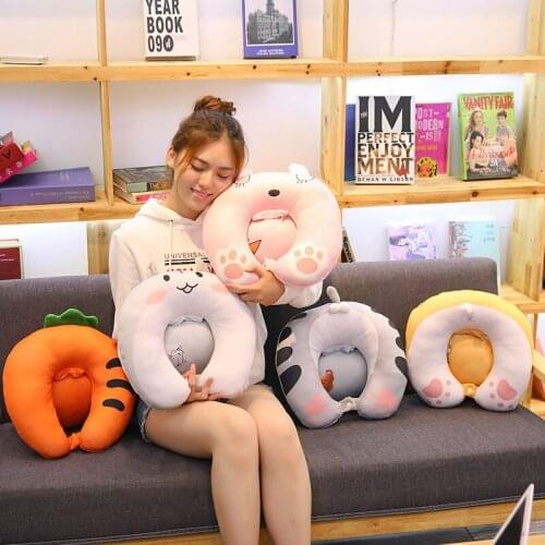 1pcs U shaped nap pillow hand warmer two in one stuffed plush cushion fruit shape plush cushion as birthday christmas gifts