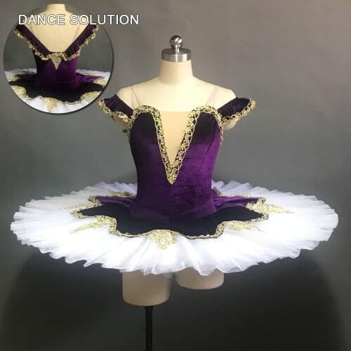 Professional Ballet Tutu with Deep Purple Bodice Pancake Dance Tutu for Girls & Women Ballerina Stage Preformance Costume BLL141