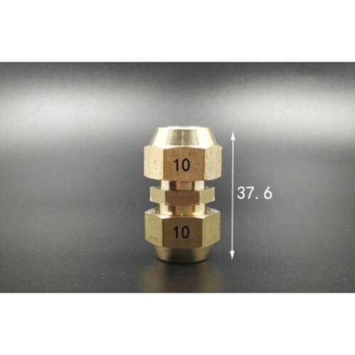 Straight Pipe Fitting Brass Flare Tube OD 10mm Adapter Union With Nut Connector