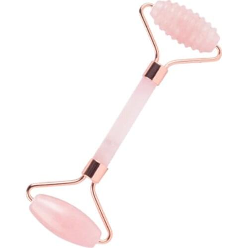 New Rose Quartz Face Roller Pink Crystal Jade Roller Jade Facial Massager With Spikes Anti Wrinkle Skin Care Massage Roller