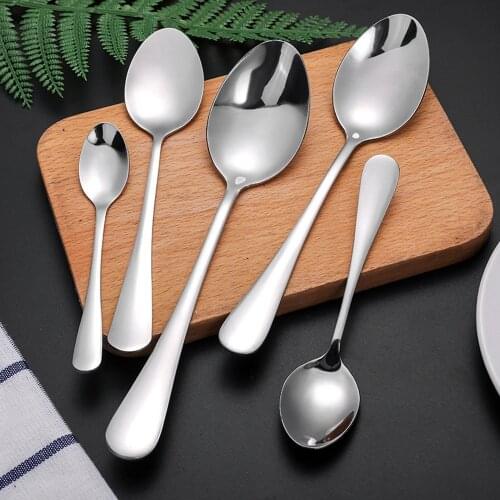 12-piece Stainless Steel Dinner Spoons Extra-Fine Dessert Spoons for Home Kitchen Restaurant 5 Sizes