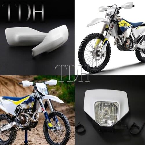 Supermoto Motocross Headlight HS1 12V 35W Front Lamp w/ Handguard Hand Protector for FE FC TE FX TX 125 250 350 501