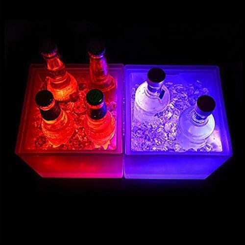3.5L LED Ice Bucket Double Layer Square Bar Beer Ice Bucket Multi-Color Changing Durable Ice Wine Bucket For Bar disco nightclub