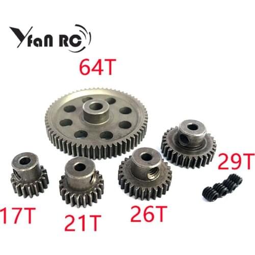 Yfan RC HSP 1:10 11184 Steel Metal Spur different Main Gear 64T/21T/29T/17T/26T Motor Pinion Gears Free Shipping