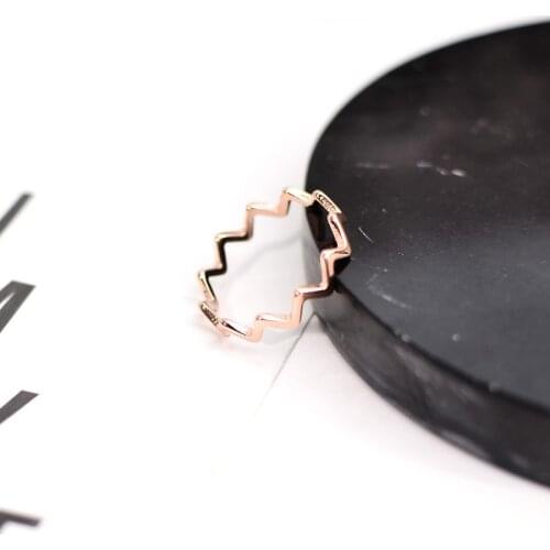 YUN RUO Chic Simple Wave Shape Rings Rose Gold Color Fashion Titanium Steel Jewelry Birthday Gift Woman Never Fade Drop Shipping