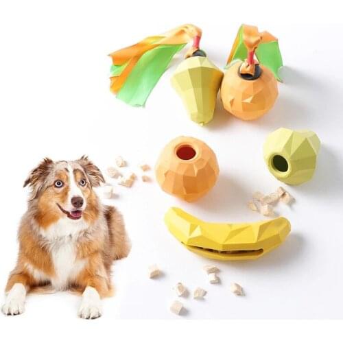 Fruit Dog Chew Toys Pet Dog Squeaking Toy Dinosaur Food Feeder Chew Dispenser Leakage Food Play Pet Dental Clean Training Toys