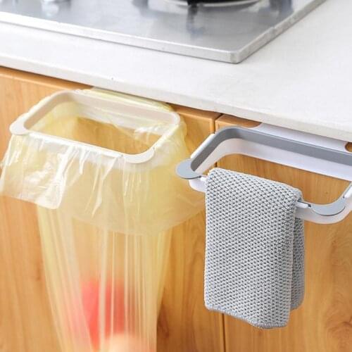 1PC Cupboard Door Back Trash Rack Storage Garbage Bag Holder Hanging Kitchen Cabinet Hanging Trash Rack Kitchen Gadgets