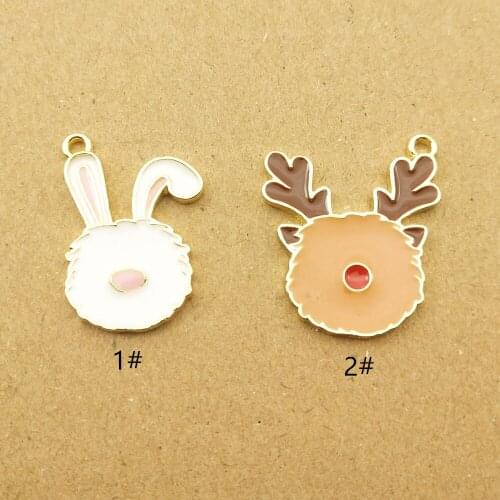 10pcs rabbit and deer enamel charm for jewelry making cute earring pendant bracelet necklace charms diy design charms