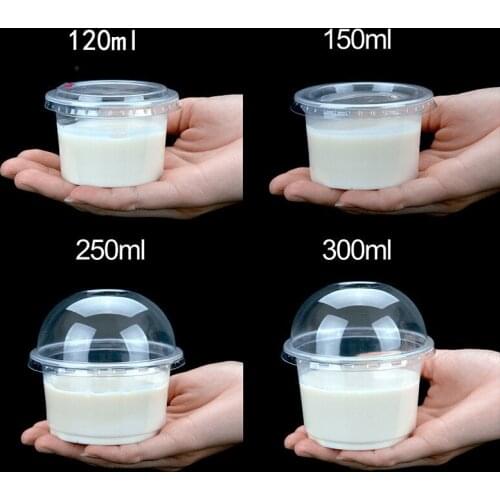 100 Pcs Pudding Cup Disposable Plastic Cups Lid Small Plastic Containers Dessert Box Wedding Party Birthday 1/2/3/4/5/6/8/10oz