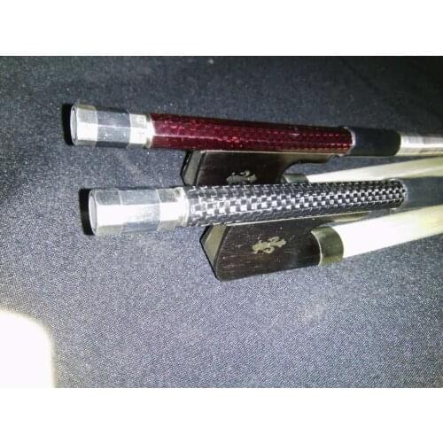 2 PCs Strong Balanced Double bass bow 4/4 ebony frog white bow hair