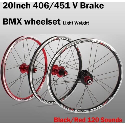 20 inch V Brake 406/451 O.L.D. Front 74mm Rear 130mm Clincher Fold bike BMX Wheelset Wheel UD Matt