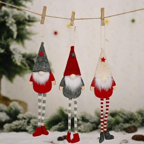 30 PCS Christmas Tree Hanging Gnomes Ornaments Handmade Plush Elf Doll Pendant Xmas New Year Home Decorations Wholesale XB