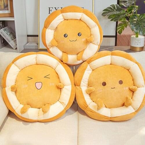 40cm Cute Egg Bread Shapes Cartoon Cushion Home Office Sofa Decoration Round Seat Cushions Thickening Children Toy Mat