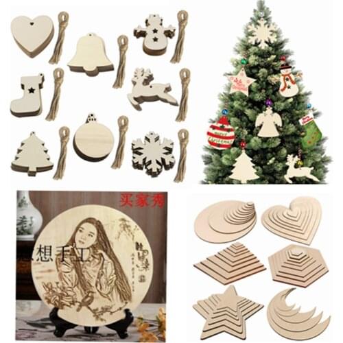 10Pcs Wooden Ornament Mixed Key Pattern DIY Crafts Home Decoration Scrapbooking Unfinished Wood Slices Accessories