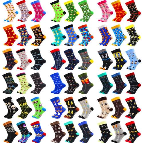 6 Pairs High Quality Combed Cotton Socks Funny Happy Fashion Women and Men Socks Food Fruit Novelty Casual Crazy Socks