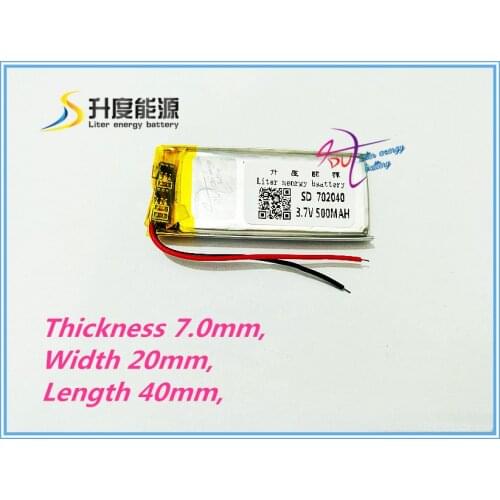 The tablet battery 702040 3.7V 500mah Lithium polymer Rechargeable Battery with Protection Board For Google Project Glass