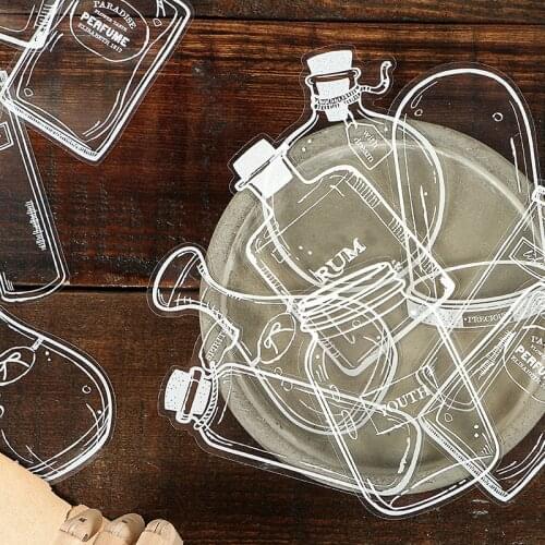 White Perfume Bottle Transparent Journal Decorative PET Stickers Bag Scrapbooking Stick Label Diary Stationery Album Stickers