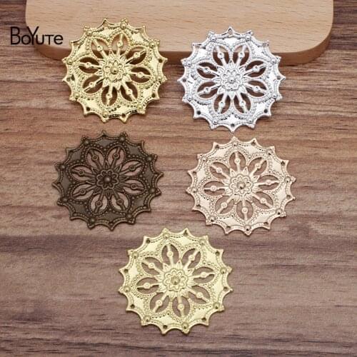 BoYuTe (100 Pieces/Lot) 35MM Metal Brass Stamping Flower Materials Diy Hand Made Jewelry Accessories Wholesale