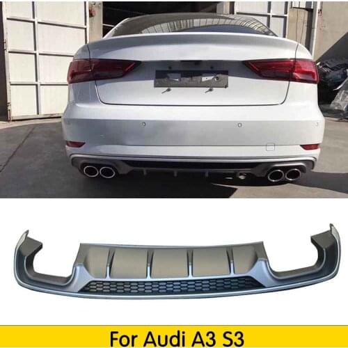 For A3 S3 SLine PP Rear Bumper Lip Diffuser for Audi A3 S3 Sedan Hatchback 2017 2018 2019