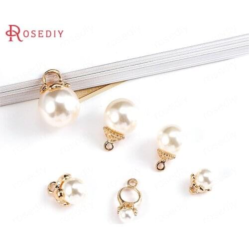 F560)10 pieces 6mm to 16mm Zinc Alloy with Imitation Pearls Charms Pendants Diy Jewelry Findings Earrings Accessories Wholesale