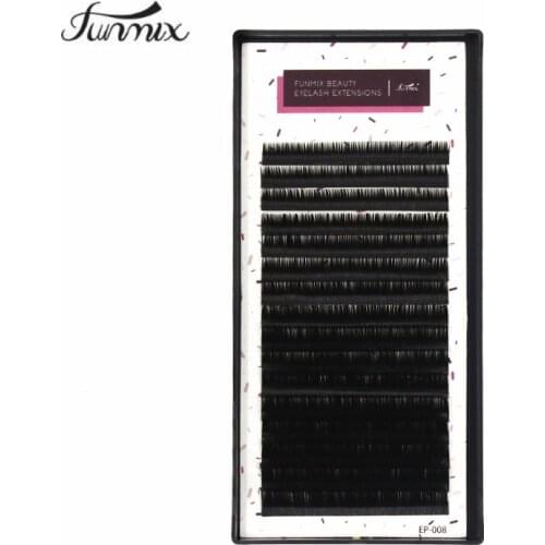 Funmix 16rows/case 7~14mm mix in one tray maquiagem cilios natural mink individual eyelash extension