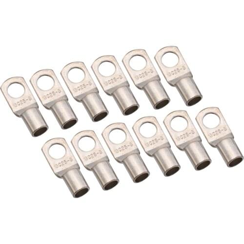 12PCS Electrical Cable Lug Connector 25mm2-8mm Copper Ring Terminals 3AWG 5/16 Inch Hole Wire Battery Terminals Connector Eyelet