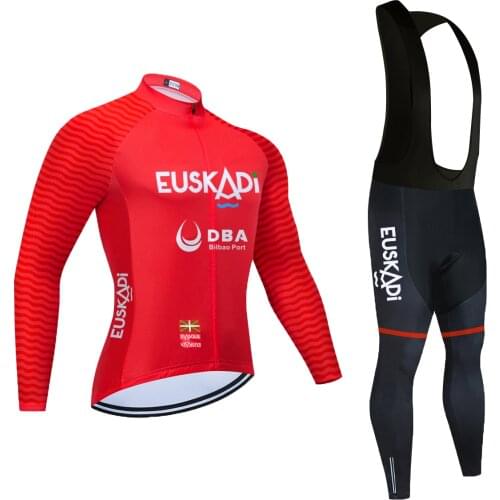 TEAM EUSKADI Long Sleeve Cycling Jersey Sets Bicycle Clothing Bike Wear Clothes Roupa Ropa De Ciclismo Hombre Clothes Kit 2021