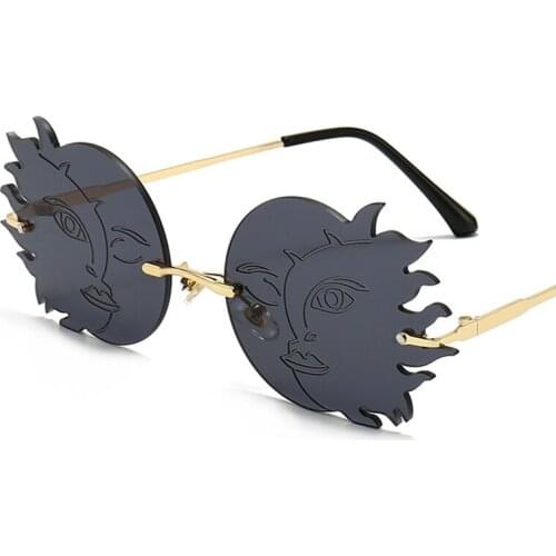 Fashion Oversized Rimless 2020 New Luxury Brand Vintage sun glasses for women Shades Alloy Glasses Eyewear uv400