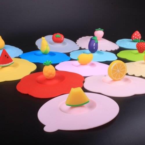 Cartoon Fruit Wave Cup Lid Cartoon Cute Silicone Cup Lid Heat-resistant Leak-proof Sealing Caps Coffee Tea Cups