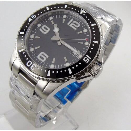 40mm SUB Steel Case Ceramic Bezel Mechanical Mens Watch Luminous Black Dial 21 Jewels MIYOTA 8215 Bracelet Date Sapphire Glass