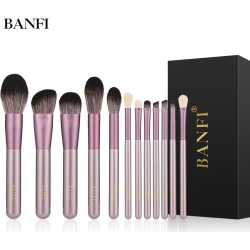 BANFI 12pcs Makeup Brushes Set Professional Powder Foundation Eyeshadow Blusher Shadows Eyelash Brushes Beauty Make Up Tools Kit