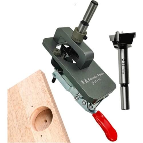 35mm Hinge Boring Jig Woodworking Hole Drilling Guide Locator with Fixture Aluminum Alloy Hole Opener Template Door Cabinets