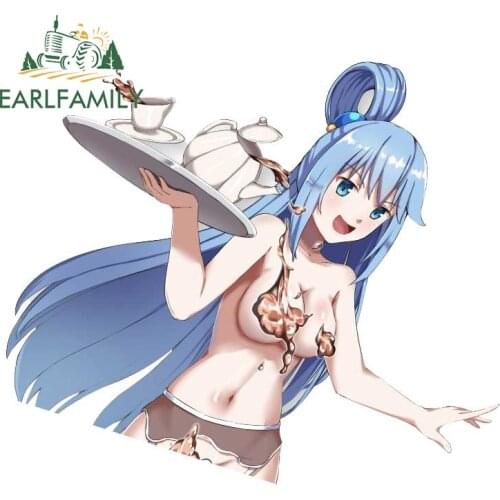 EARLFAMILY 13cm x 11.2cm for Aqua KonosubaVinyl Car Wrap Bumper Laptop Car Stickers Cartoon Motorcycle Surfboard Decal