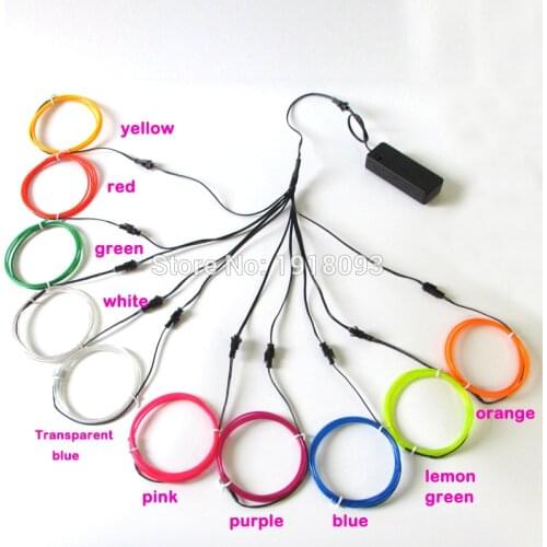 Newest 2.3mm 1M 10pieces Custom colors flexible EL wire Electroluminescent Wire Blinking Neon Glowing for LED Strip toys decor