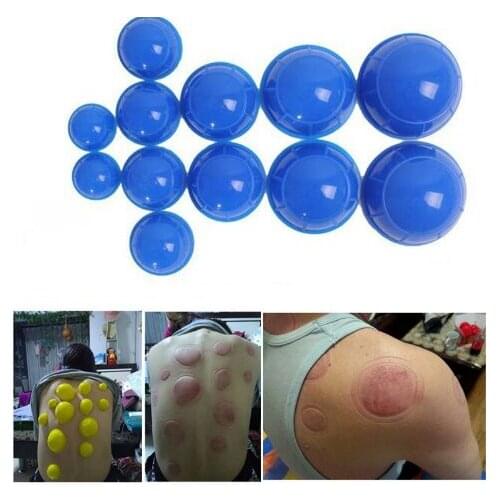 New Hot 12 Pcs Mini Healthy Cupping Silicone Vacuum Cup Chinese Traditional Medical Cupping Glass Cups 4 color selectable