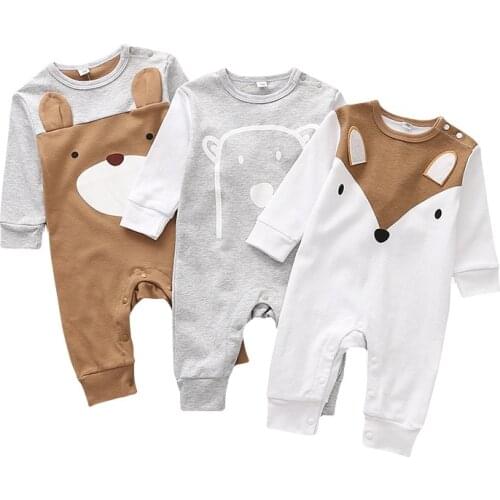 Newborns Toddlers Autumn Clothes One Piece Long Sleeve Boy Rompers High Quality Cotton Soft Comfortable Fox Onesies Jumpsuit