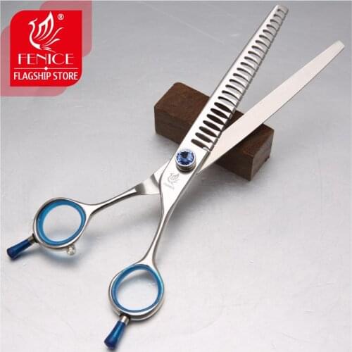 Fenice Professional blue 6.5 inch 6.75 inch 7.25 inch pet dog grooming scissors thinning shears thinning rate 75