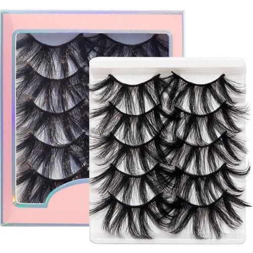 5D Faux Mink Eyelashes Multi-Layered 25mm Fluffy Dramatic Volume Curling Artificial Cruelty-Free False Eyelashes Eye Cosmetics